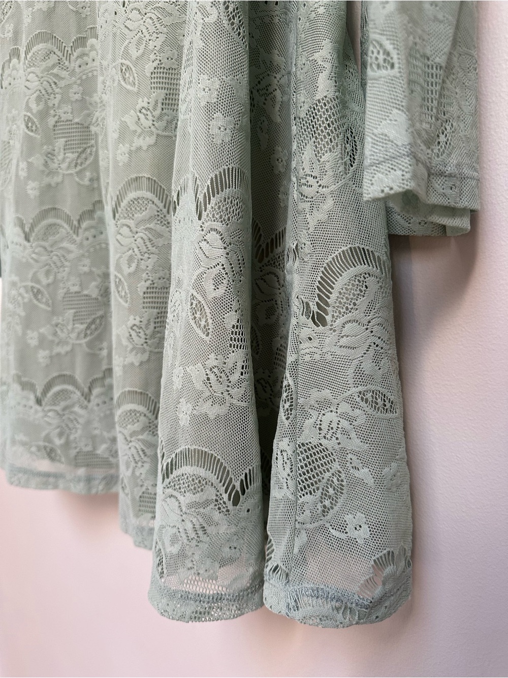 Altar’d‎ State Mint Green Lace Bell Sleeve Mini Dress Tie Back Women’s Small - Picture 5 of 15